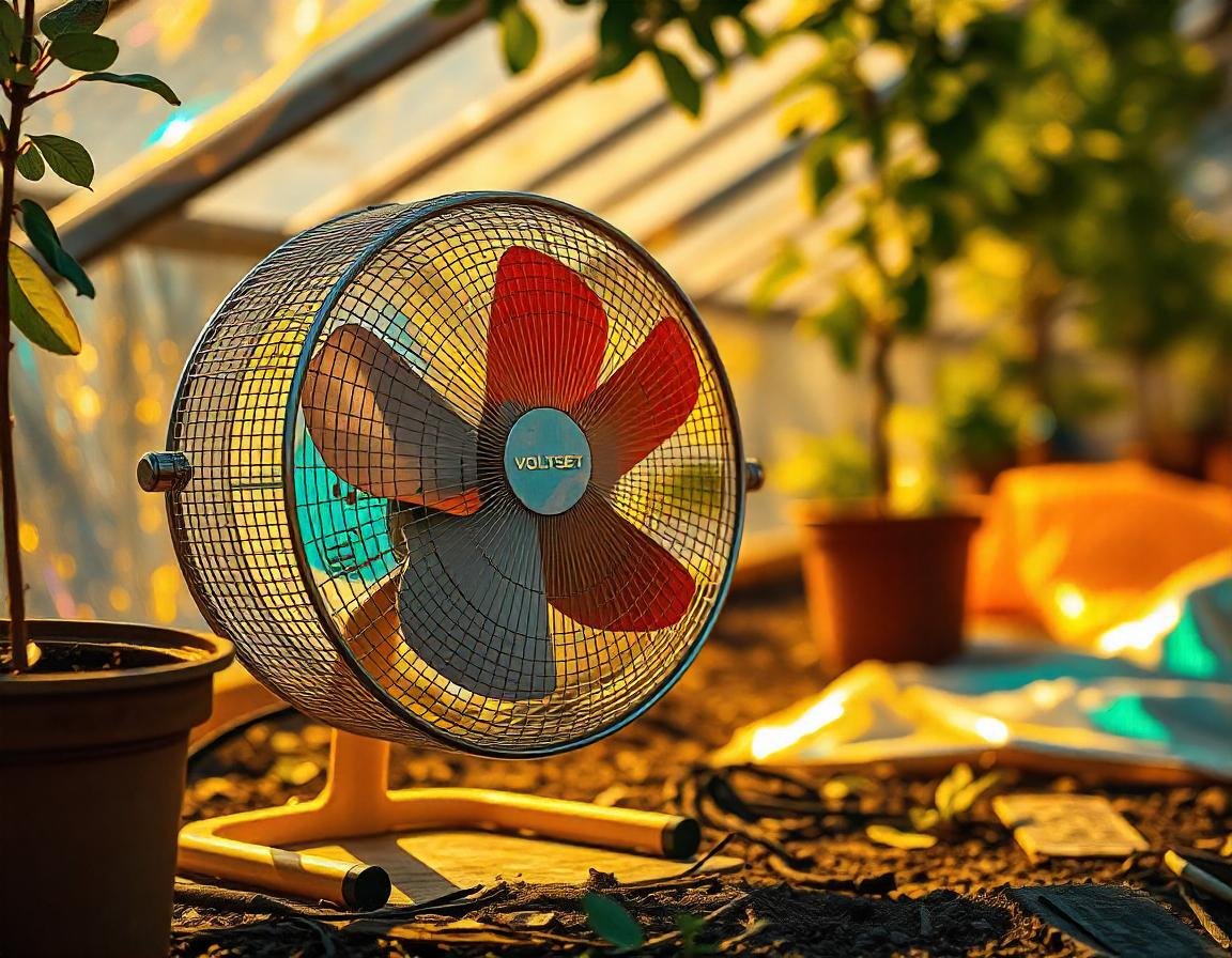 Solar-Powered Fan, Solar Powered Fan, Solar-powered cooling solutions, Energy efficient, Eco-friendly cooling, Voltset solar fan, ventilation, Greenhouse ventilation, Off-grid