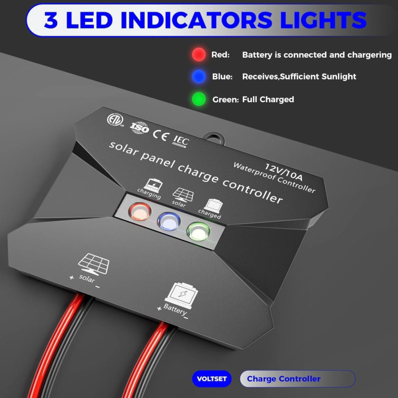 Voltset Charge Controller 10A 12V, solar charge controller, small-scale solar power