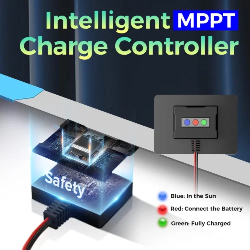 VoltSet 10W 12V Solar Battery Charger & Maintainer_built0in-controller-ready to use
