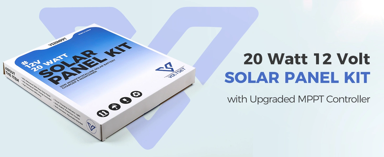 VoltSet 20W 12V Solar Panel Kit with MPPT Controller 1 VoltSet 20W 12V Solar Panel Kit with MPPT Controller_package