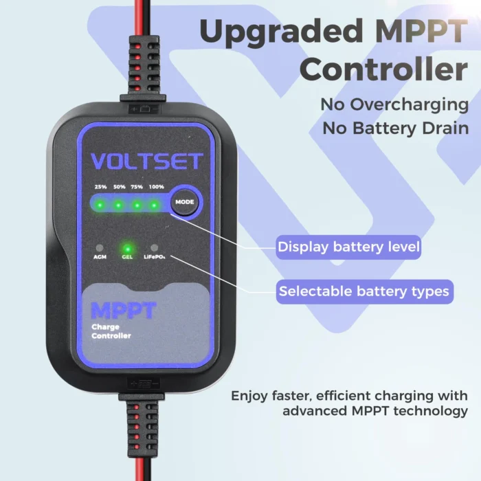 VoltSet 20W 12V Solar Panel Kit with MPPT Controller_protect battery