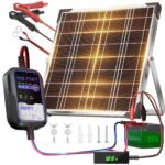 Voltset 12V Solar Battery Charger with LCD Voltage Tester - 20W Solar Trickle Charger with Smart MPPT Controller - Waterproof Battery Maintainer for Boat Marine Trailer RV Lawn Mower