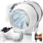 Voltset Inline Duct Fan: 4 Inch Exhaust Fan with On/Off Switch, Quiet Vent Fan for 3D Printer, High Efficiency Ventilation Fan for Laser Cutter, Attic, Hydroponics, Bathroom.