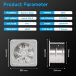 Voltset 10-Inch Industrial Exhaust Fan, 988 CFM Vent Fan for Garage with Power Cord Plug-in & Switch, Powerful Shop Ventilation, Fume Extractor Fan for Greenhouse Shed Smoking house, Silver - Image 9