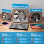 Voltset 10-Inch Industrial Exhaust Fan, 988 CFM Vent Fan for Garage with Power Cord Plug-in & Switch, Powerful Shop Ventilation, Fume Extractor Fan for Greenhouse Shed Smoking house, Silver - Image 8