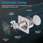 Voltset 10-Inch Industrial Exhaust Fan, 988 CFM Vent Fan for Garage with Power Cord Plug-in & Switch, Powerful Shop Ventilation, Fume Extractor Fan for Greenhouse Shed Smoking house, Silver - Image 6